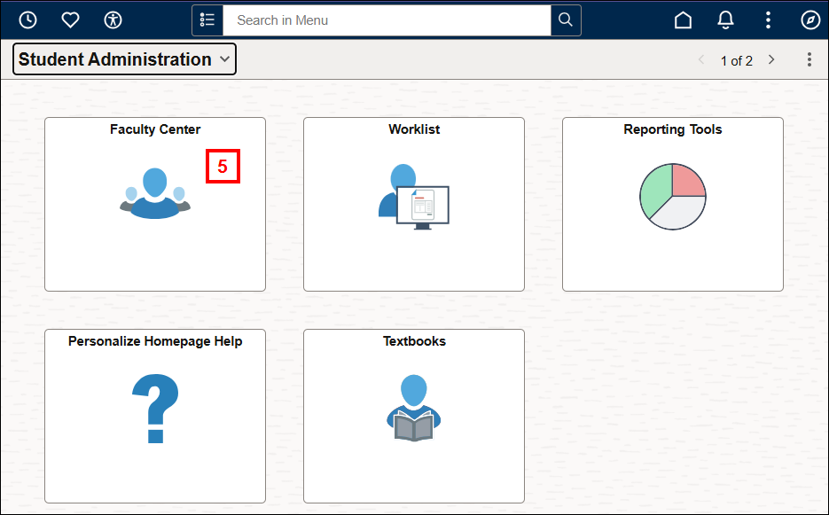 Student Administration homepage screenshot