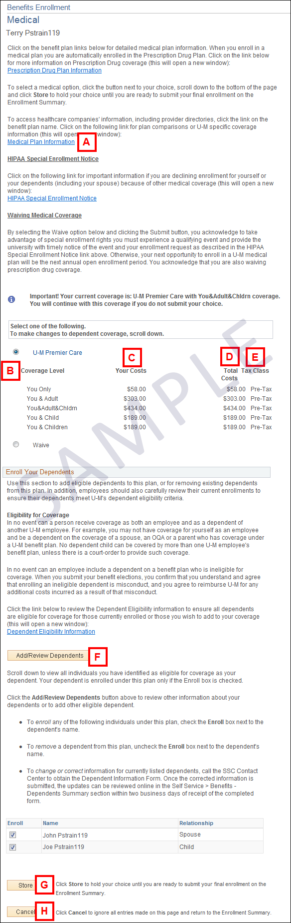Benefits Enrollment - Confirmation Statement Screenshot