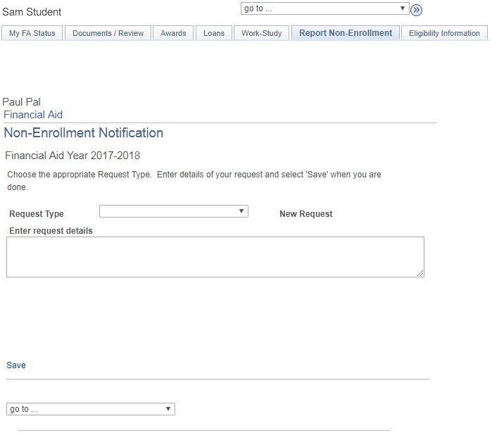 Non-Enrollment Notification Page